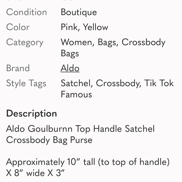 Aldo Goulhburn Satchel 10x 8x 3x NWT - Picture 11 of 11